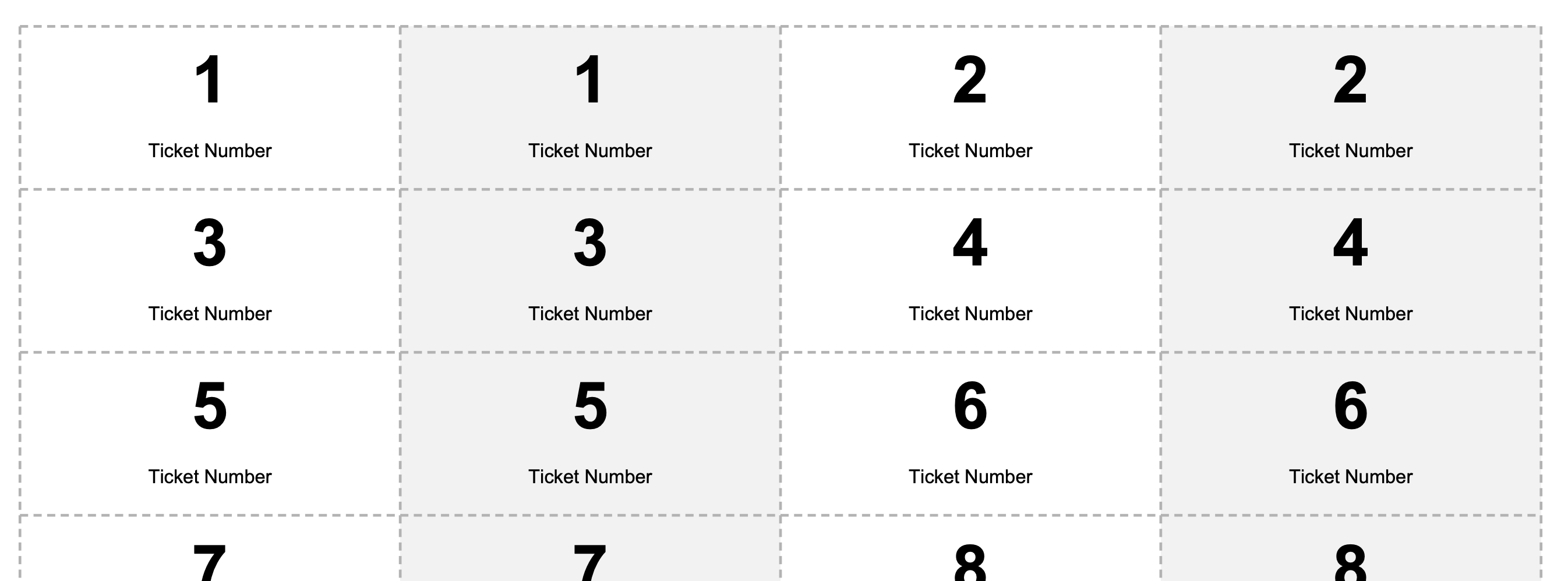 Free printable raffle tickets generator preview showing numbered tickets with duplicates for fundraisers and events